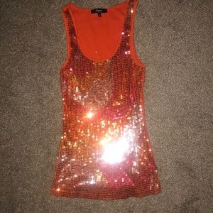 Orange EXPRESS sequined tank top